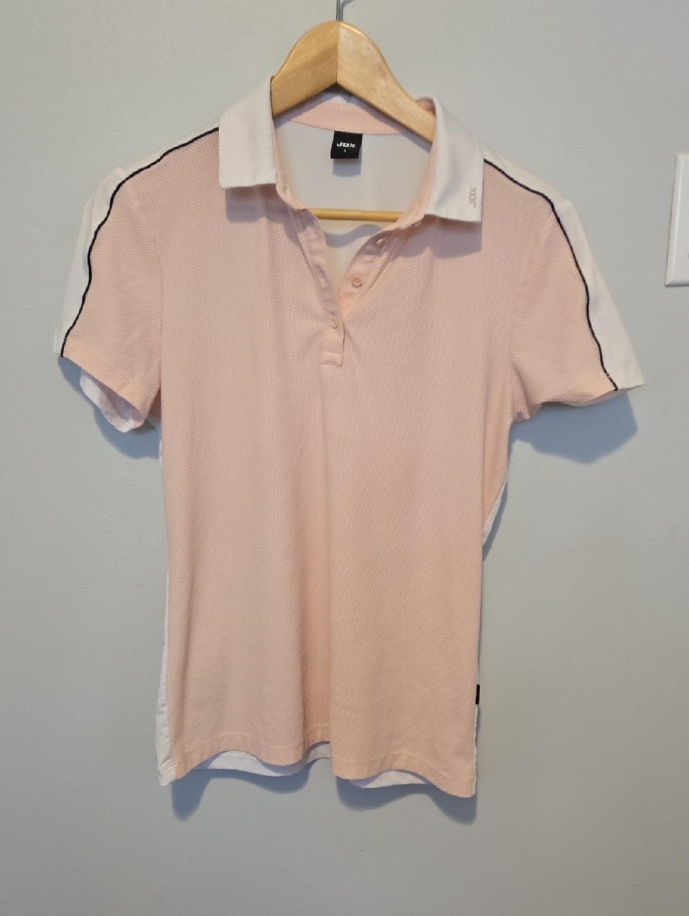 Light Pink Polo Golf Shirt with White Trim -